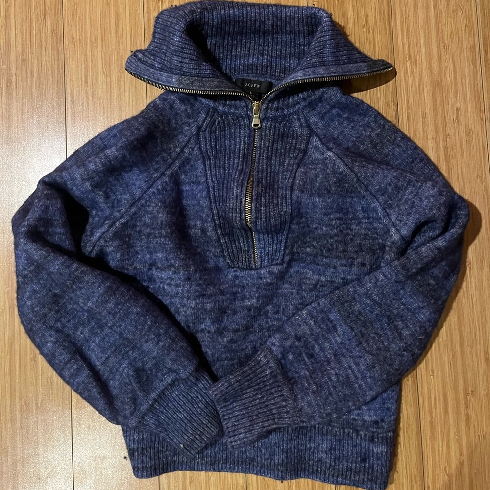 Navy Sweater Zip up Cashmere Sweater